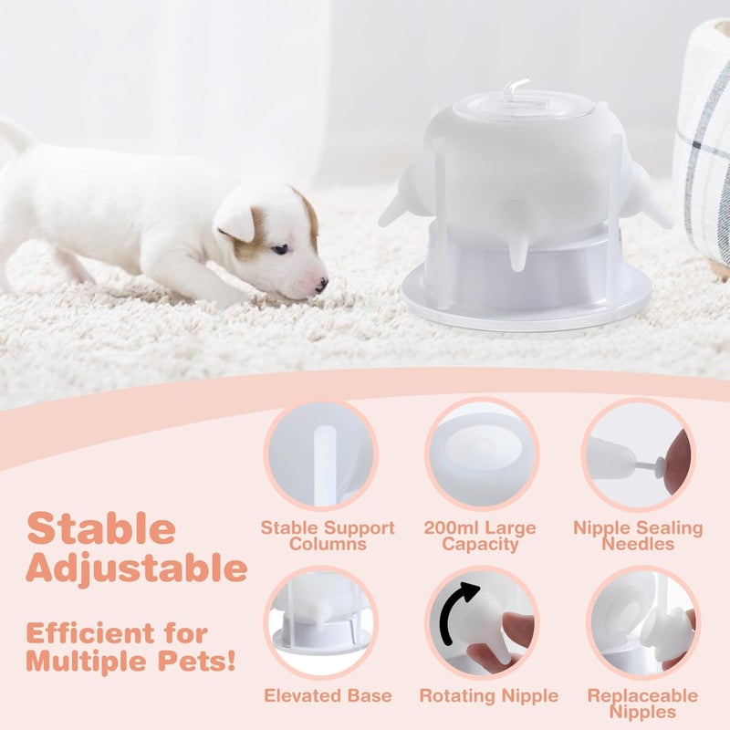 Elevonix Nursing Nipple for Kittens, Nursing Nipple with 4 Adjustable Detachable Nipples – Perfect Replacement for Nursing Bottles, Puppy Feeder for Newborn Kittens & Puppies, 200ml Capacity(White) - Image 3